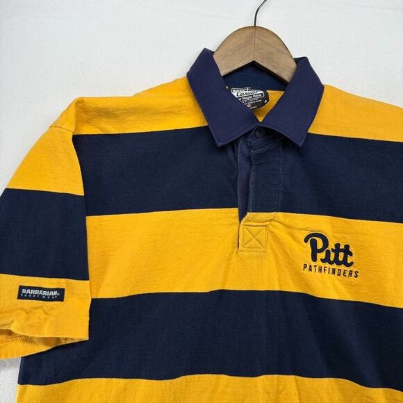 Vintage Pitt University Rugby Polo Shirt Men's Large Blue Yellow Pathfinders y2k - Picture 1 of 7